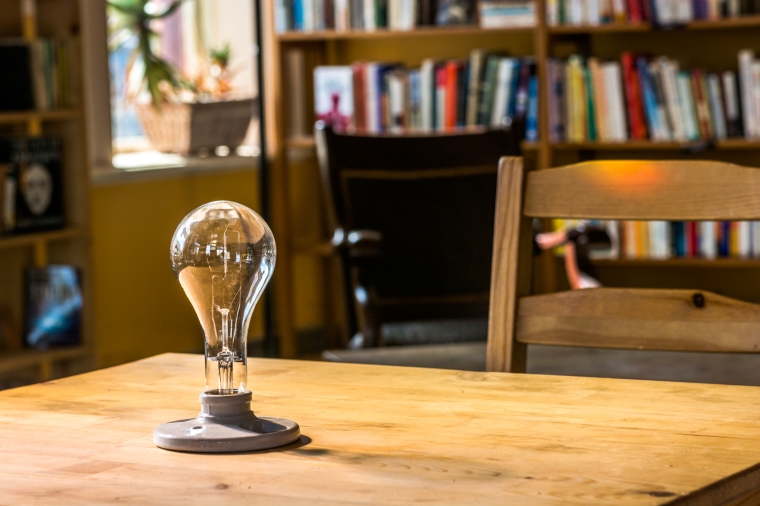 Lightbulb on Table