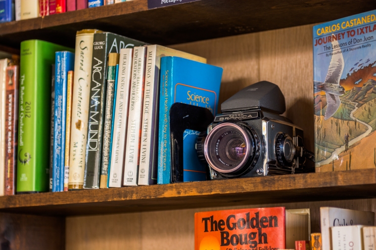 Film Camera on Bookshelf